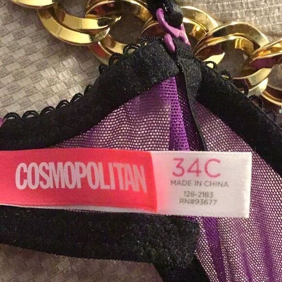 34C Cosmopolitan Fun Fearless Feather Light Purple/Pink Convertible Push Up Bra - Picture 12 of 14
